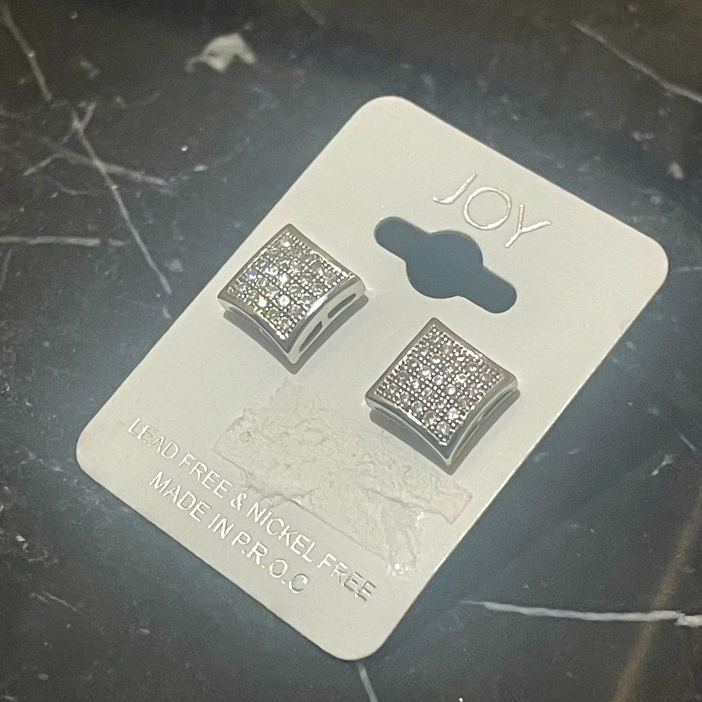Iced Out Diamond Square Earrings